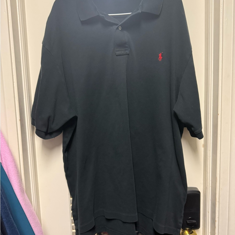 Ralph Lauren Men's Polo Shirt in Black with Red Logo